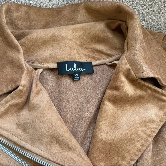 Lulu's Camel Faux Suede 'Suede With Love' Moto Jacket size XL - Picture 4 of 16